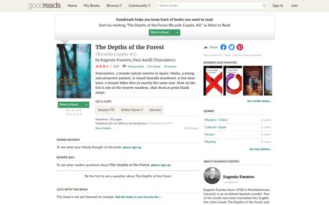 The Depths of the Forest (Ricardo Cupido, #2) by Eugenio ...