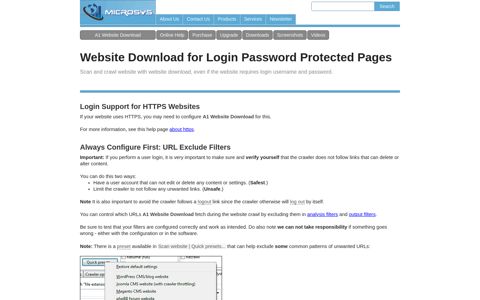 Website Download for Login Password Protected Pages