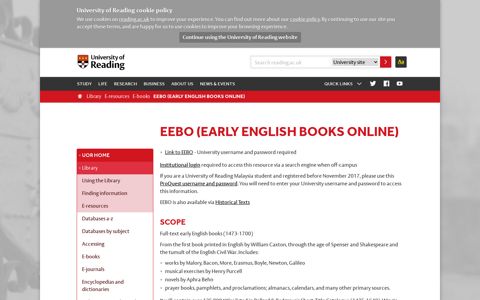 EEBO (Early English Books Online) – University of Reading