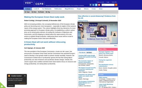 European Green Deal | VOX, CEPR Policy Portal - VoxEU