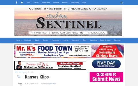 Kansas Klips | Stockton Sentinel
