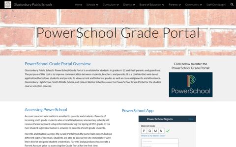 PowerSchool Grade Portal - Glastonbury Public Schools