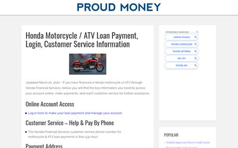 Honda Motorcycle / ATV Loan Payment, Login, Customer ...