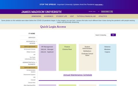 Quick Login Access - James Madison University