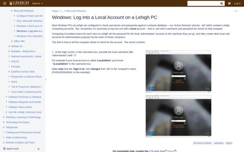 Windows: Log into a Local Account on a Lehigh PC - Lehigh ...