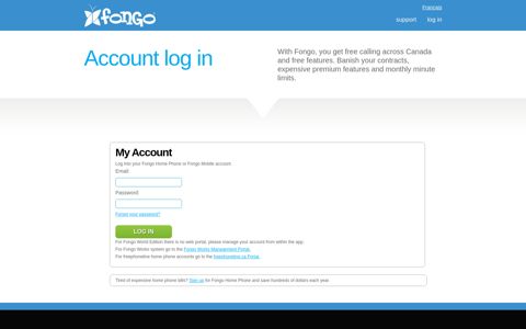 Account log in - Fongo