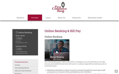 Online Banking & Bill Pay - First Commerce Bank