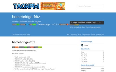 Package - homebridge-fritz