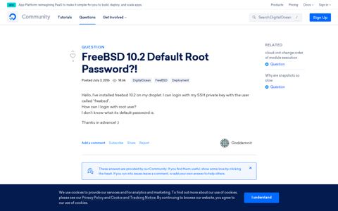 FreeBSD 10.2 Default Root Password?! | DigitalOcean