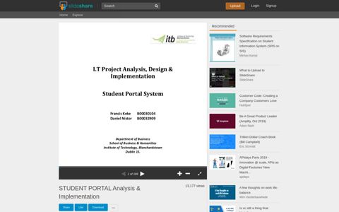 STUDENT PORTAL Analysis & Implementation - SlideShare