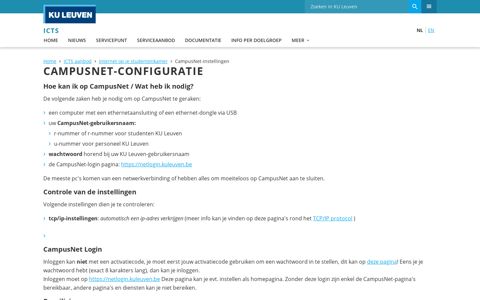 CampusNet-configuratie – ICTS - Diensten - KU Leuven