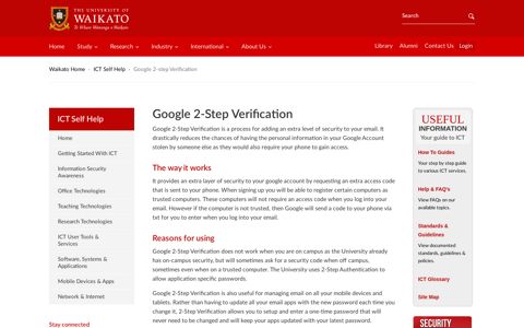 Google 2-step Verification - ICT Self Help: University of Waikato