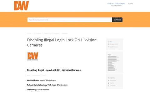 Disabling Illegal Login Lock On Hikvision Cameras - HappyFox