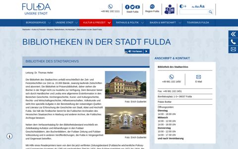 Bibliotheken in der Stadt Fulda - Stadt Fulda