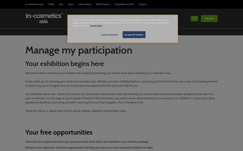 Manage my participation - In-Cosmetics