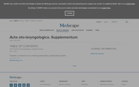 Medscape | Acta Otolaryngol Suppl - Content Listing