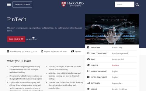 FinTech - Harvard Online Courses - Harvard University