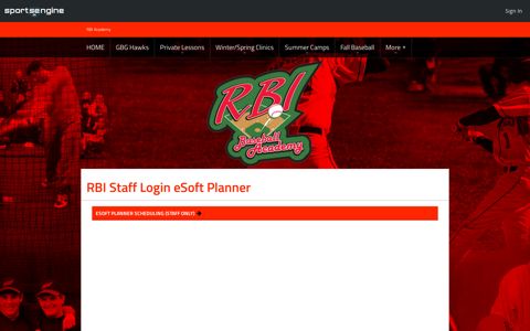RBI Staff Login eSoft Planner - RBI Baseball Academy