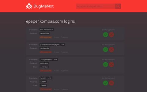 epaper.kompas.com passwords - BugMeNot
