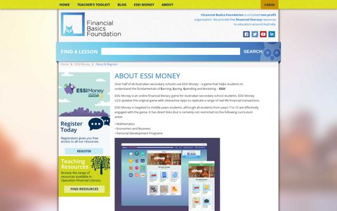 About & Register | ESSI Money, Money Games | Financial ...