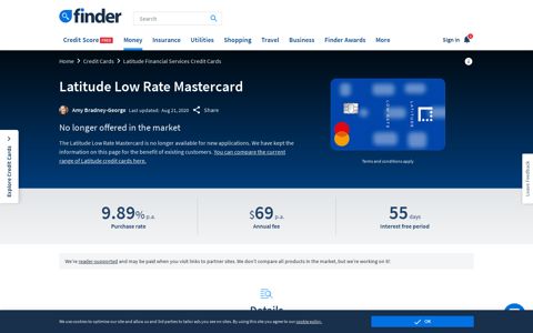 Latitude Low Rate Mastercard review | Finder