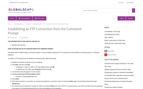 Establishing an FTP Connection from the Command Prompt