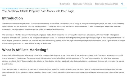 The Facebook Affiliate Program: Earn Money with Each Login ...