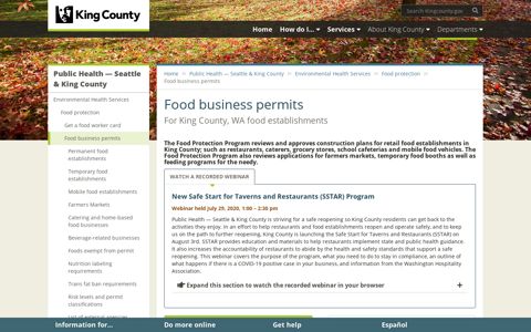Food business permits - King County
