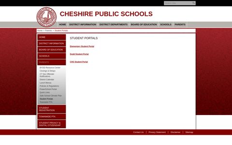 Student Portals - Cheshire Public Schools