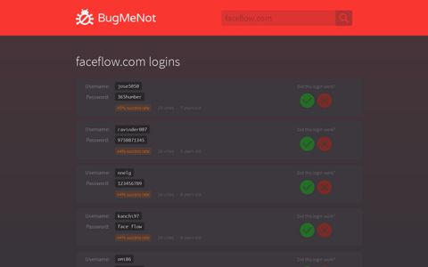 faceflow.com passwords - BugMeNot