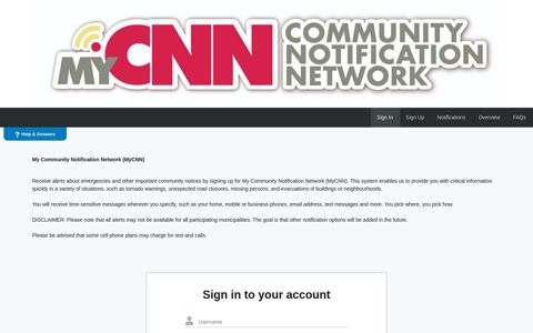 Community Notification Network - Sign In