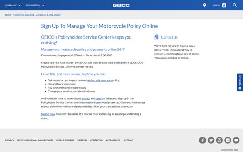 Sign Up To Manage Your Motorcycle Policy Online | GEICO