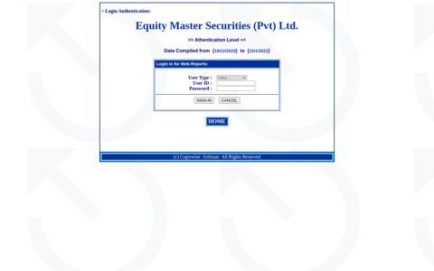 Login Authentication - Equity Master Securities