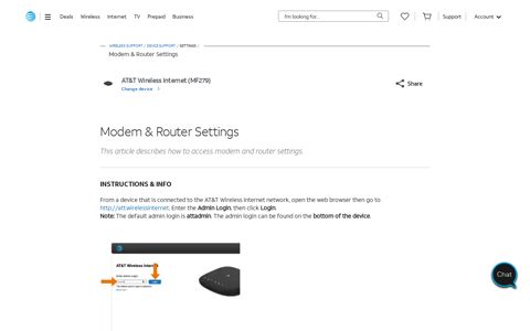 AT&T Wireless Internet (MF279) - Modem & Router Settings ...