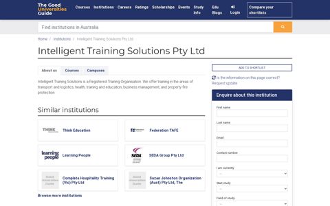 Study at Intelligent Training Solutions Pty Ltd | Good ...