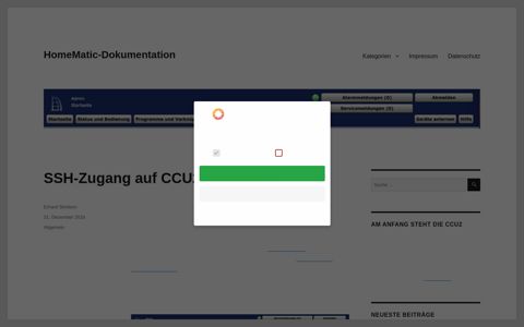 SSH-Zugang auf CCU2 einrichten - HomeMatic-Dokumentation