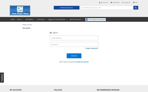 Login / Register - GM Parts Online