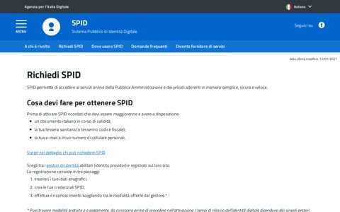Richiedi SPID | SPID - Sistema Pubblico di Identità Digitale