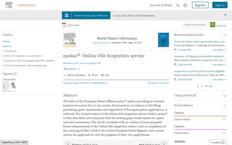 epoline® Online File Inspection service - ScienceDirect