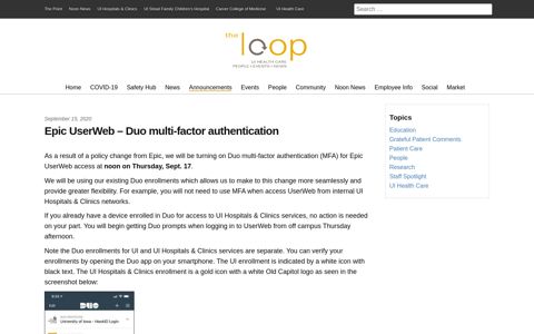 Epic UserWeb – Duo multi-factor authentication - The Loop