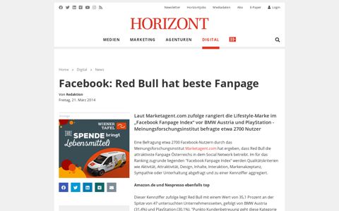 : Facebook: Red Bull hat beste Fanpage - Horizont.at