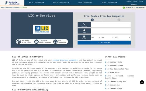 LIC e Service - LIC Online Registration Process | PolicyX.Com