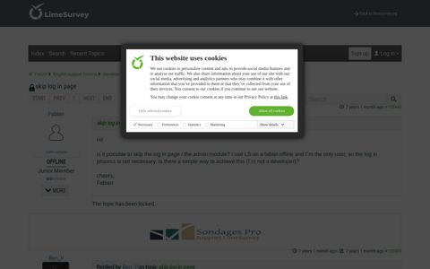 skip log in page - LimeSurvey forums