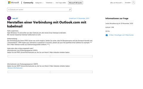 Herstellen einer Verbindung mit Outlook.com mit kabelmail ...