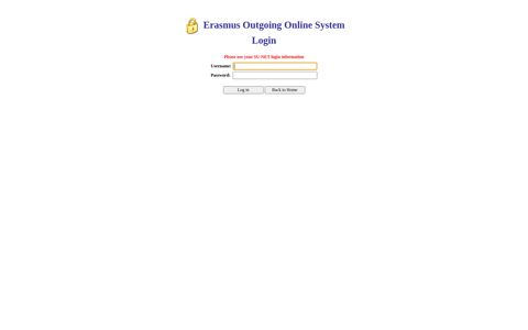 Erasmus Outgoing Online System Login