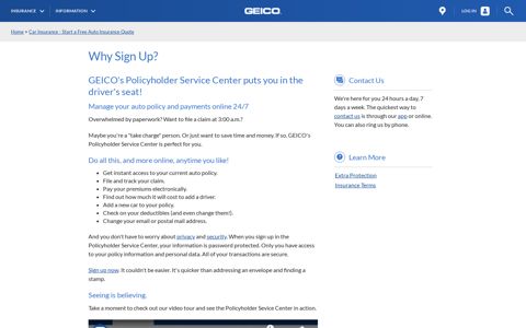 Why Sign Up? ~ How to manage and sevice your policy | GEICO