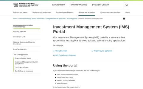 Investment Management System (IMS) Portal | Ministry of ...