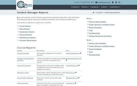 Student Manager Reports - ACEware Systems, Inc.