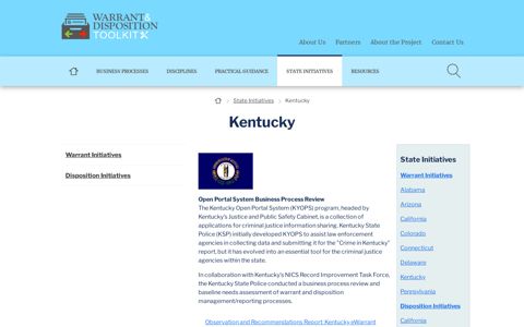 Kentucky | WDMToolkit - Warrant and Disposition Management