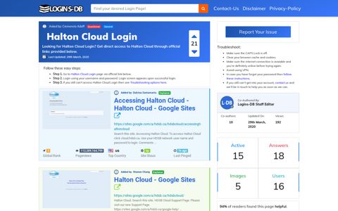 Halton Cloud Login - Logins-DB